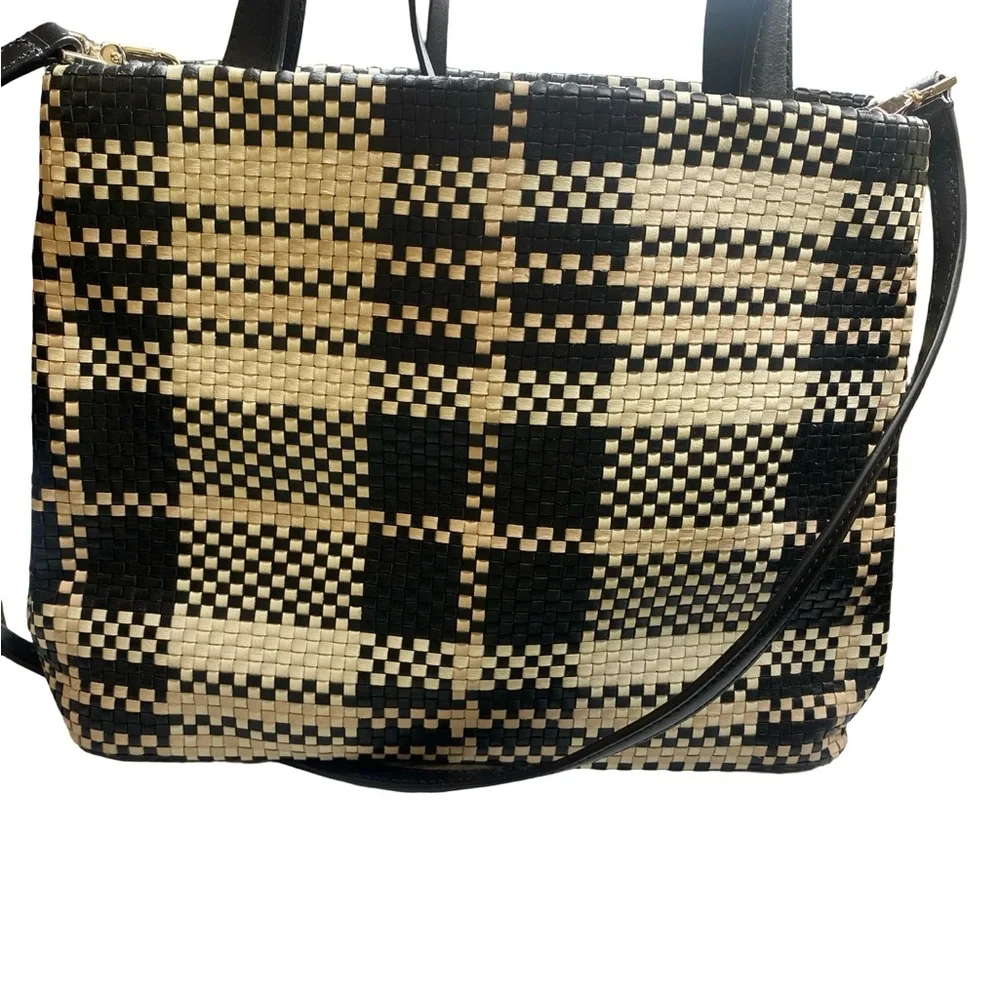 Kate Spade Porscha Barton Drive  Black and Cream Woven Tote